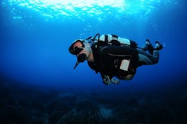 Foto de un buceador en el agua durante PADI Open Water Diver en Ibiza por Arenal Diving & Boat Trips Ibiza.
