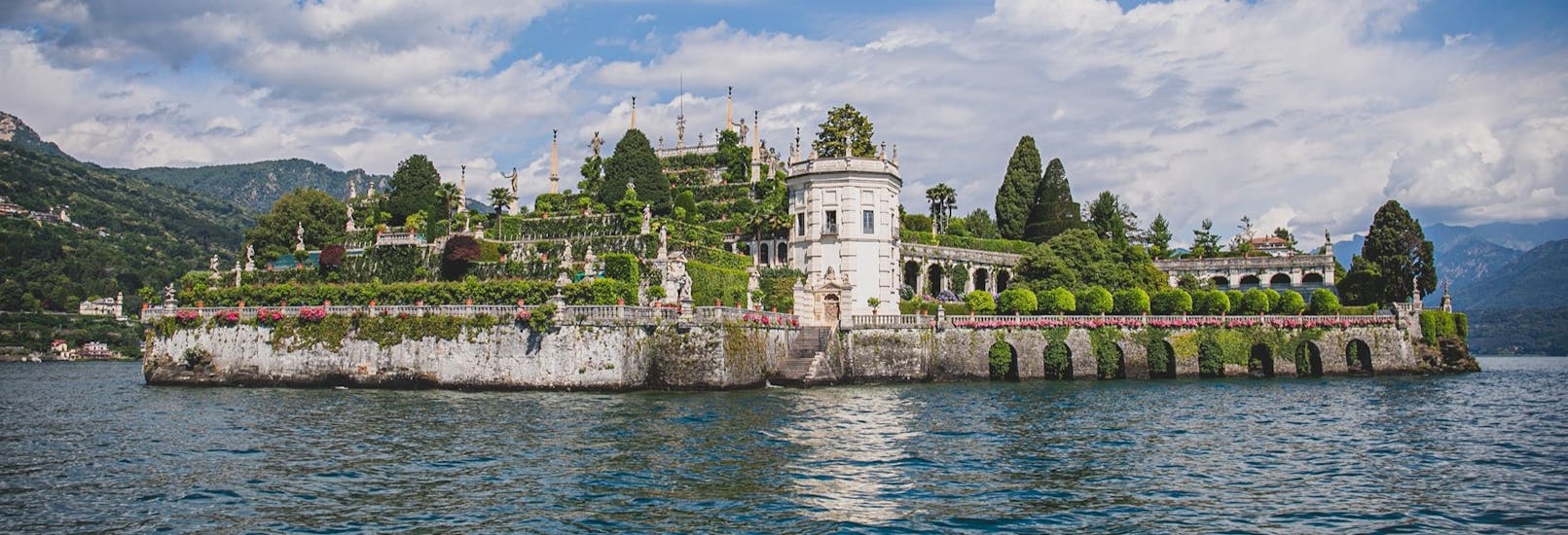 View of the gardens of Isola Bella during the Boat Transfer from Baveno to Isola Madre, Isola Bella and Isola dei Pescatori with Summer Boats Baveno.