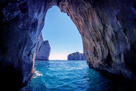 View of the Blue Grotto during the Boat Trip to the Blue Grotto and Capri with Snorkeling with Giuliani Charter Sorrento.