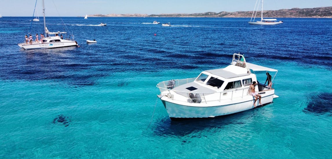 View of the boat used during the Boat Trip around La Maddalena Archipelago with Lunch with Dalù Boat La Maddalena.