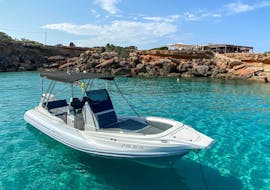 Boat for rent on Ibiza with Es Vedra Charter Ibiza with license up to 12 people.