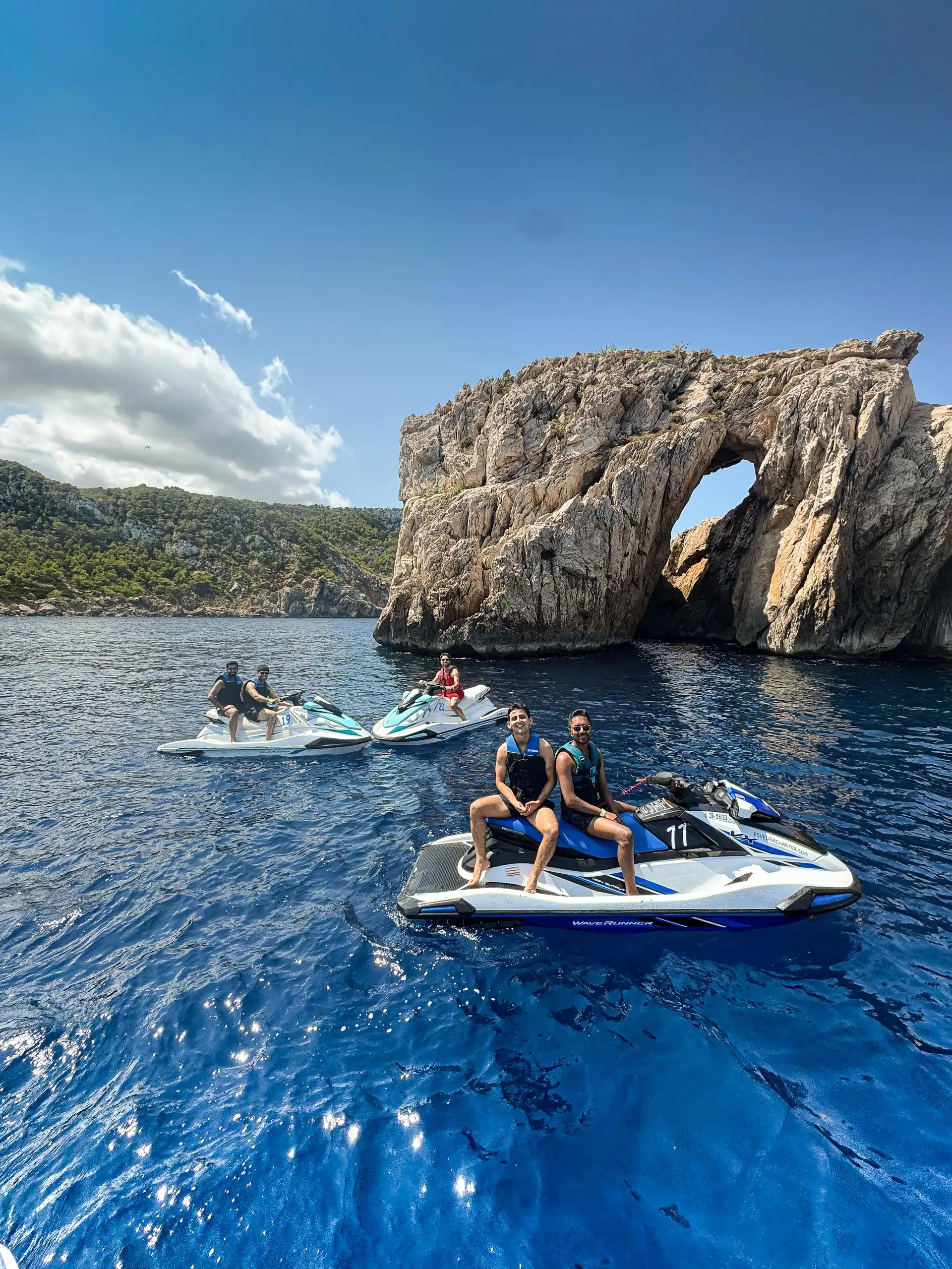 Jet Ski Tour from San Antonio in Ibiza to Margarita Island from Es Vedra Charter Ibiza.