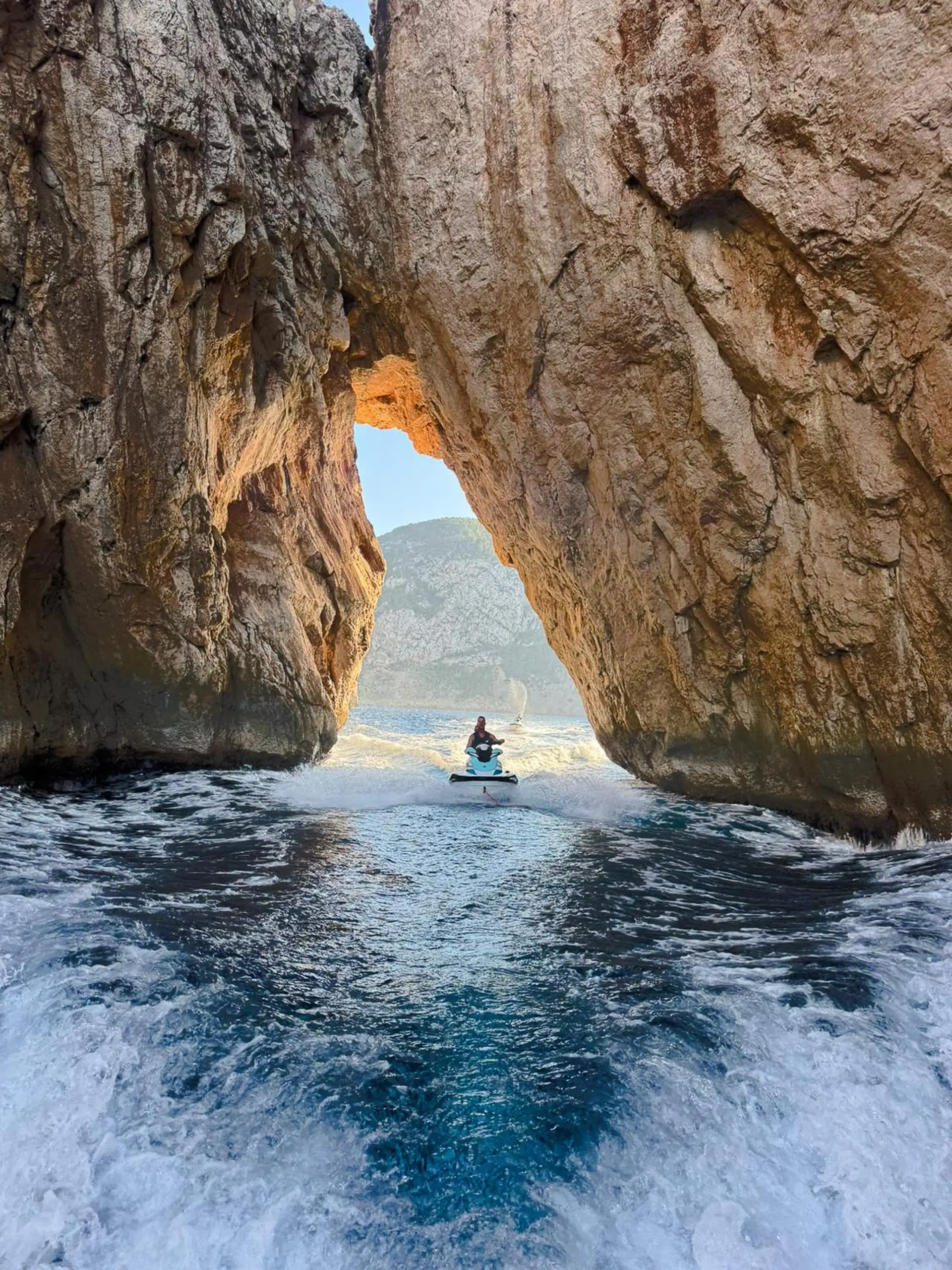 Jet Ski Tour from San Antonio in Ibiza to Cala D'Albarca from Es Vedra Charter Ibiza.