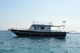 Boat used during the Private Boat Trip to Karoulia at the Mount Athos with Albatros Cruises Halkidiki.