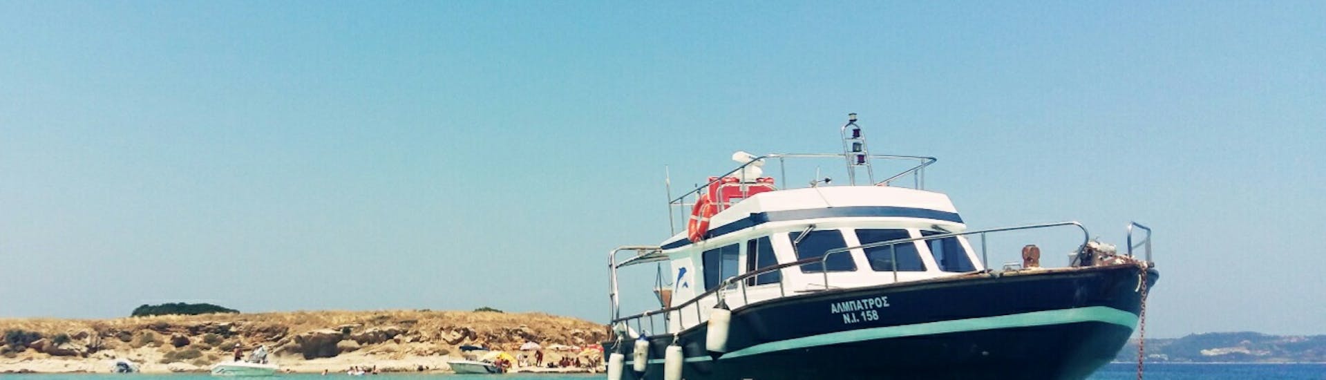 Boat of the Private Fishing Trip around Halkidiki with Snorkeling with Albatros Cruises Halkidiki.