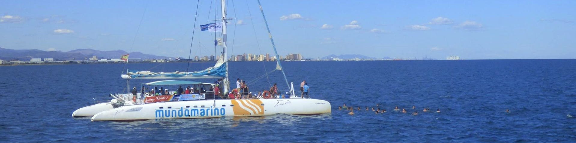 Our sailing catamaran during a Full Day Catamaran Trip from Jávea with BBQ with Mundo Marino.