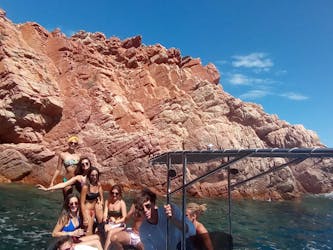 View of the boat used during the RIB Boat Trip from Spiaggia la Salinedda to Tavolara and Molara with Snorkeling with Salimar San Teodoro.