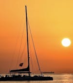 Sunset in Calpe during a catamaran trip with Cava with Mundo Marino.