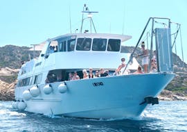The big motorboat used by Flotta del Parco La Maddalena for the Day Boat Trip to La Maddalena Archipelago.
