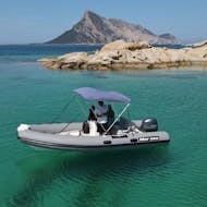 View of one of the RIB boat for the RIB Boat Rental in Capo Coda Cavallo (up to 6 people) with Salimar San Teodoro.