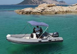 View of one of the RIB boat for the RIB Boat Rental in Capo Coda Cavallo (up to 6 people) with Salimar San Teodoro.