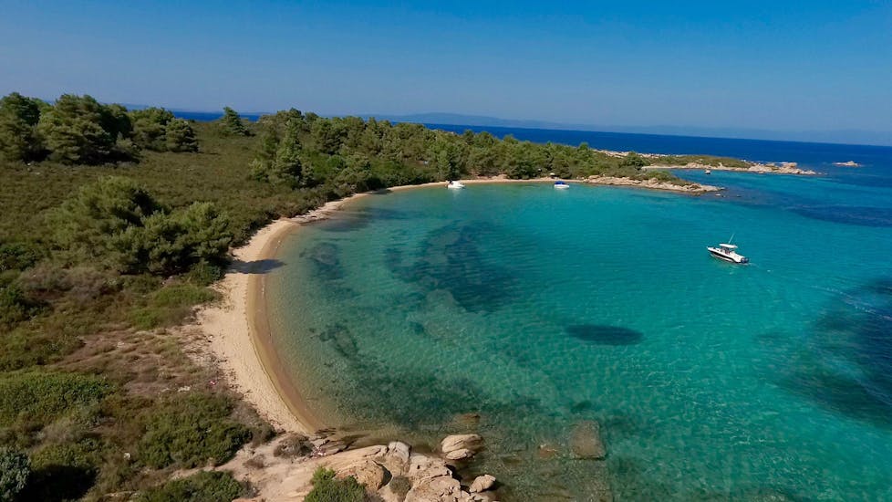 Bay that can be seen during the Private Boat Trip to Vourvourou and Diaporos Island with Swimming with Luxury Sport Cruise Halkidiki.