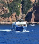 Boat of Nave Va Promenades en Mer near to the Corsican coast boat trip from Ajaccio & Porticcio to Sanguinaires Islands.