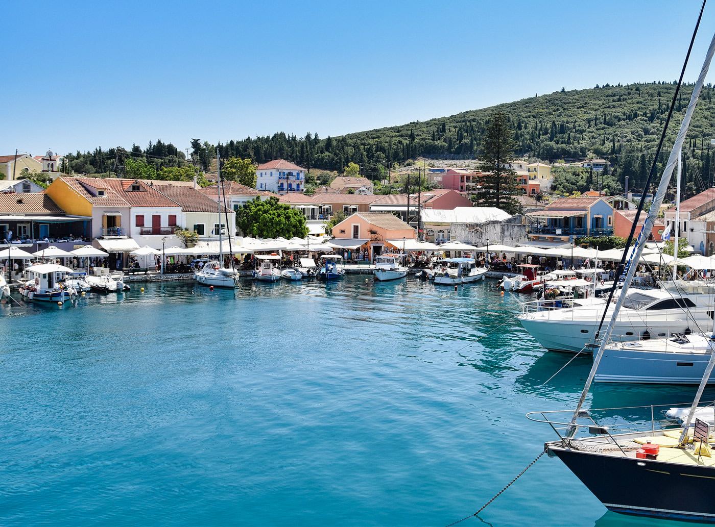 A village that can be visited during the Boat Trip to Fiscardo & Sami with Swimming at Koutsoupia Beach with Captain Vangelis Special Cruises Kefalonia.