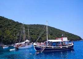 Pegasus Cruises anchored in the Blue Lagoon on their boat trip to Syvota with snorkeling.