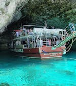 The boat enters a cave during the Boat Trip to Comino with Snorkeling & Swimming at the Blue Lagoon with Oh Yeah Malta.