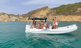 The RIB boat used by Forte Mare during the Private boat Trip from Agrigento to the Stair of the Turks & Realmonte with Forte Mare Agrigento.