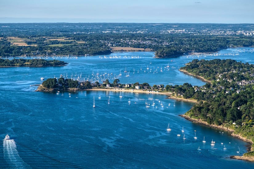 Aerial view of the Gulf of Morbihan during the boat trip from Vannes with a stopover in Hoëdic with Vedettes du Golfe.