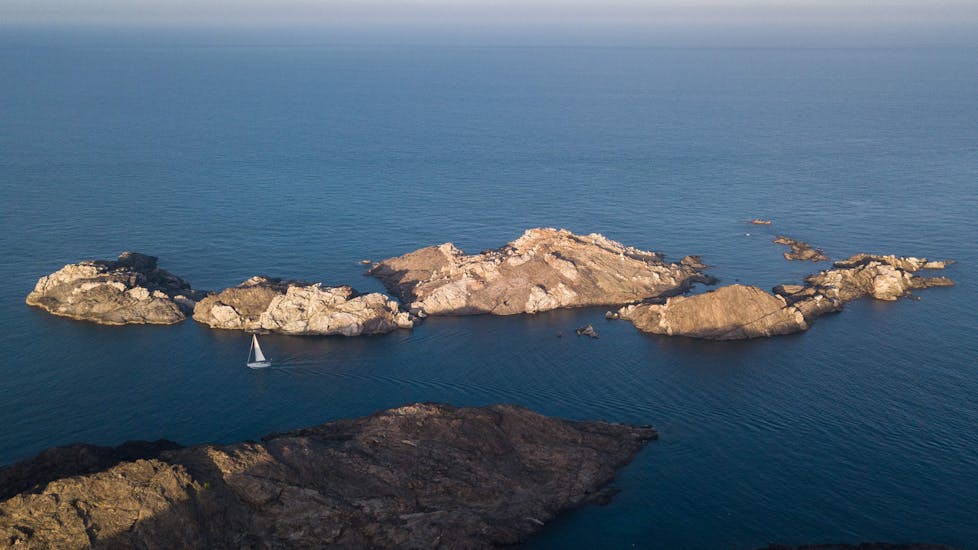 Cap de Creus viewed from the sky during the Catamaran Trip with Submarine vision to Cap de Creus with Swimming with Els Blaus de Roses.