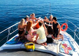 A group of people enjoying the Yacht Trip along the Costa del Sol with Dolphin Watching, Drinks & Snacks from Chamuel Luxury Cruises Fuengirola.