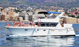 The boat used for the Private Yacht Trip along the Costa del Sol with Dolphin Watching, Drinks & Snacks from Chamuel Luxury Cruises Fuengirola.