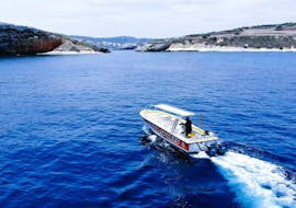 The blue waters in which you will navigate by using our Boat Transfer from Qawra to Comino & Gozo from Whyknot Cruises Malta.