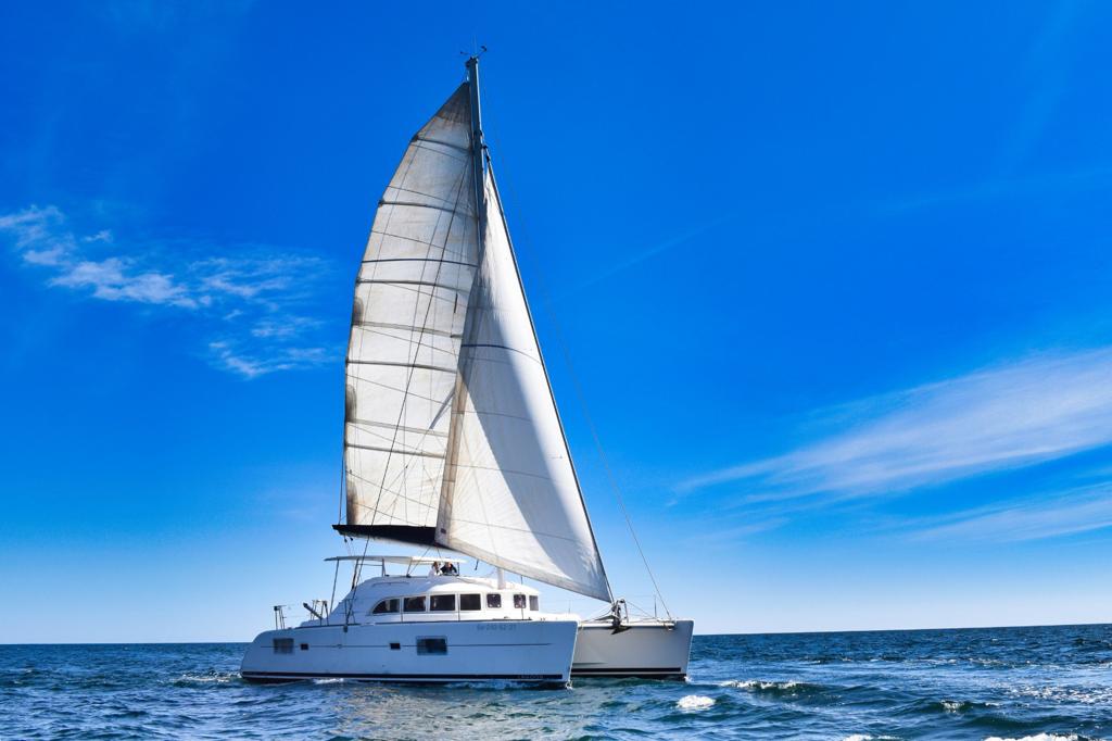 Catamaran used during the Private Catamaran Trip from Estepona (up to 8 people) from Sail & Power Charters Estepona.