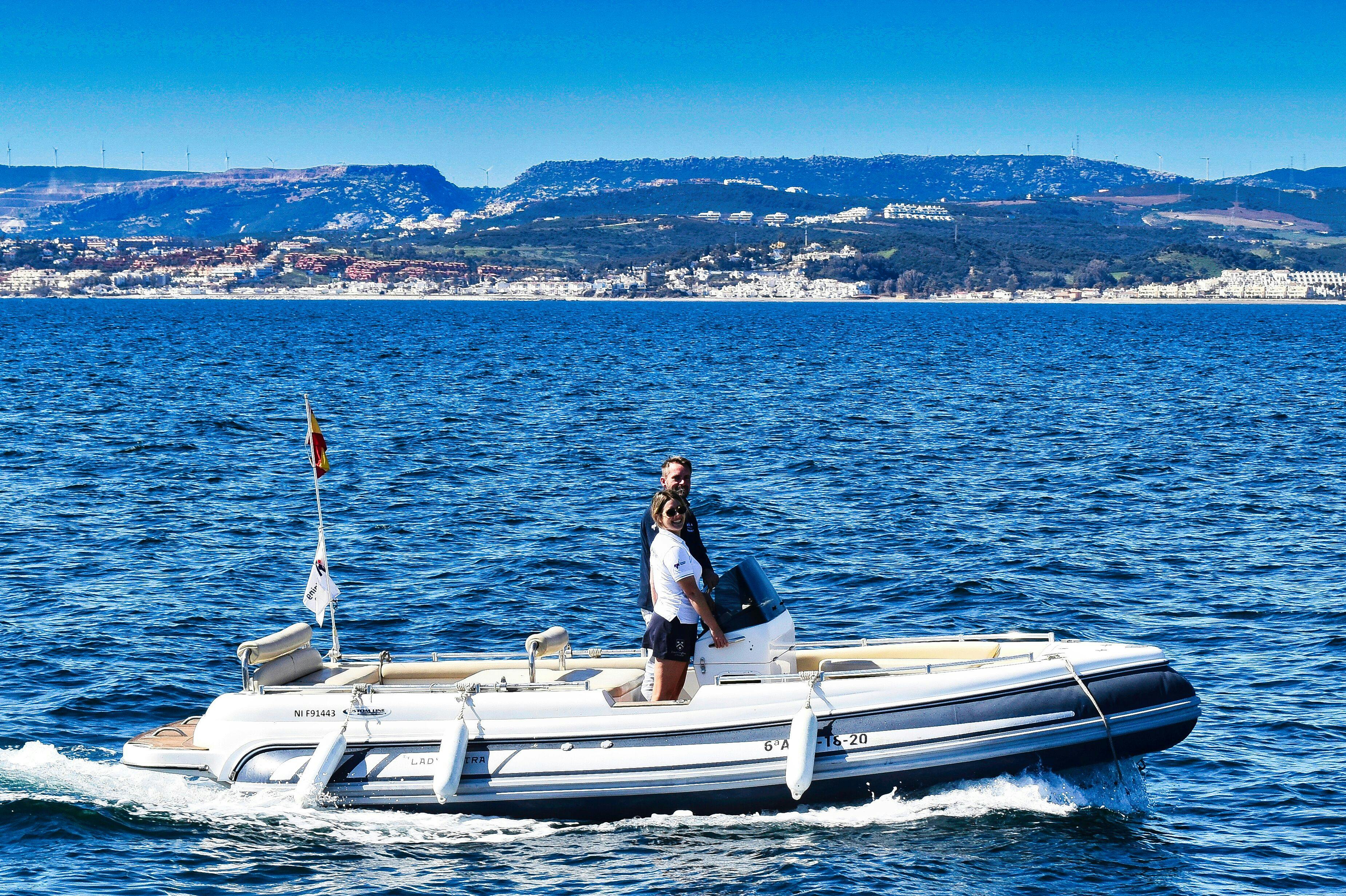 Boat used during the Private RIB Boat Trip from Estepona (up to 4 people) from Sail & Power Charters Estepona.