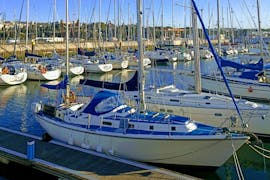 The sailing boat you will use during the Private Sailing Boat Trip from Lisbon to Cascais with Swimming Stop from Corsair Expeditions Lisbon.