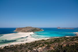 Le magnifique lagon à Balos lors d'une balade en bateau à Gramvousa et Balos avec transfert depuis la région de La Canée avec Quality Travel Crete.