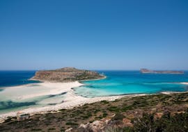 Le magnifique lagon à Balos lors d'une balade en bateau à Gramvousa et Balos avec transfert depuis la région de La Canée avec Quality Travel Crete.