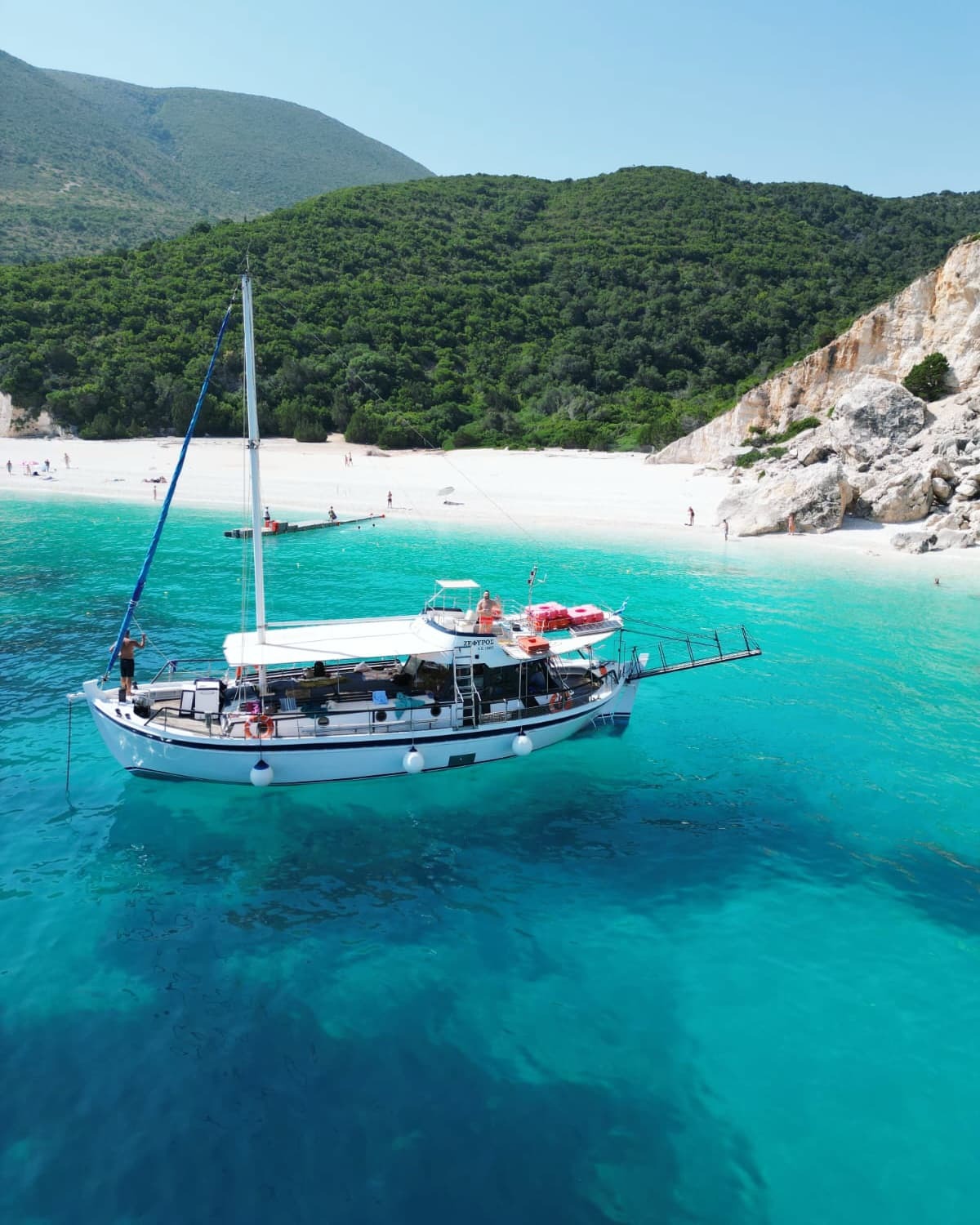 View on the boat during the Boat Trip to Myrtos Beach & Fteri Beach on Kefalonia with Lunch from Fteri Water Taxi Agia Kiriaki.
