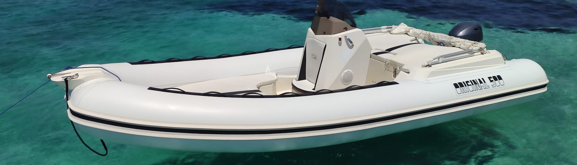 One of the RIB boats from the RIB Boat Rental in Palau (up to 6 people) without License with AD Marine Boat Rental Palau.