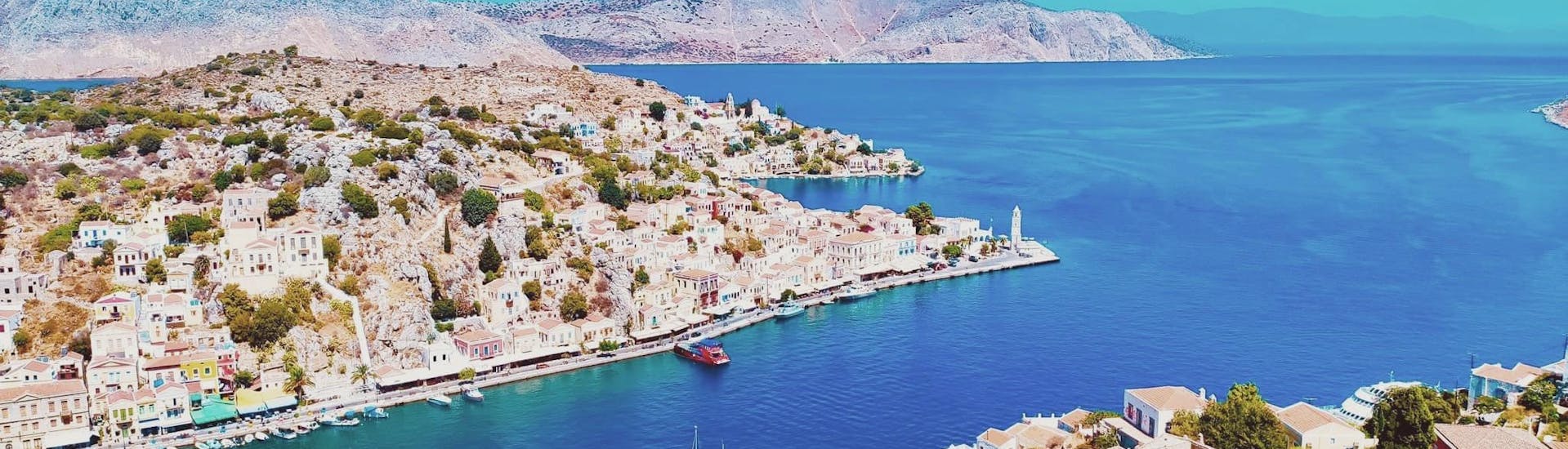 View on the city during the Boat Trip to Symi Island with Swimming Stop.