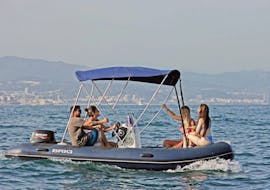 Some people during a RIB Boat Rental in Barcelona (up to 5 people) without License from Brutal Watersports Barcelona.