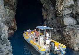 The RIB boat you will use during the Private RIB Boat Trip from Stintino to Asinara National Park with Apéritif from North West Sea Excursions Asinara.