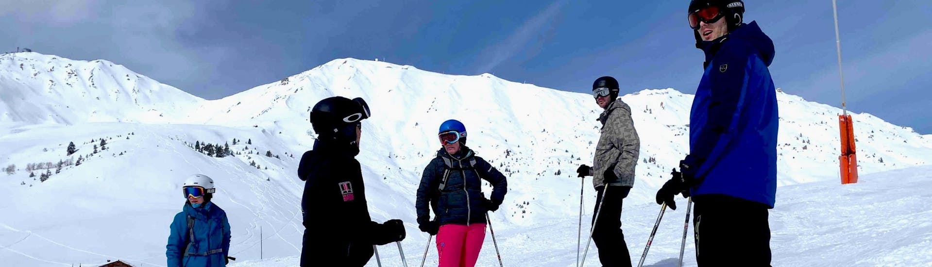 Group during Private Ski Lessons for Adults -  Belle Plagne with ELPRO Ski School La Plagne..
