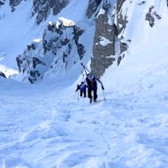 Franz Quehenberger walking up the snowy mountain with participants of the Private Ski Touring Guide for All Levels from Franz Quehenberger.