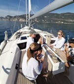 Guests enjoying lunch during a Private Sailing Trip in Troia from The Ocean Week Portugal.