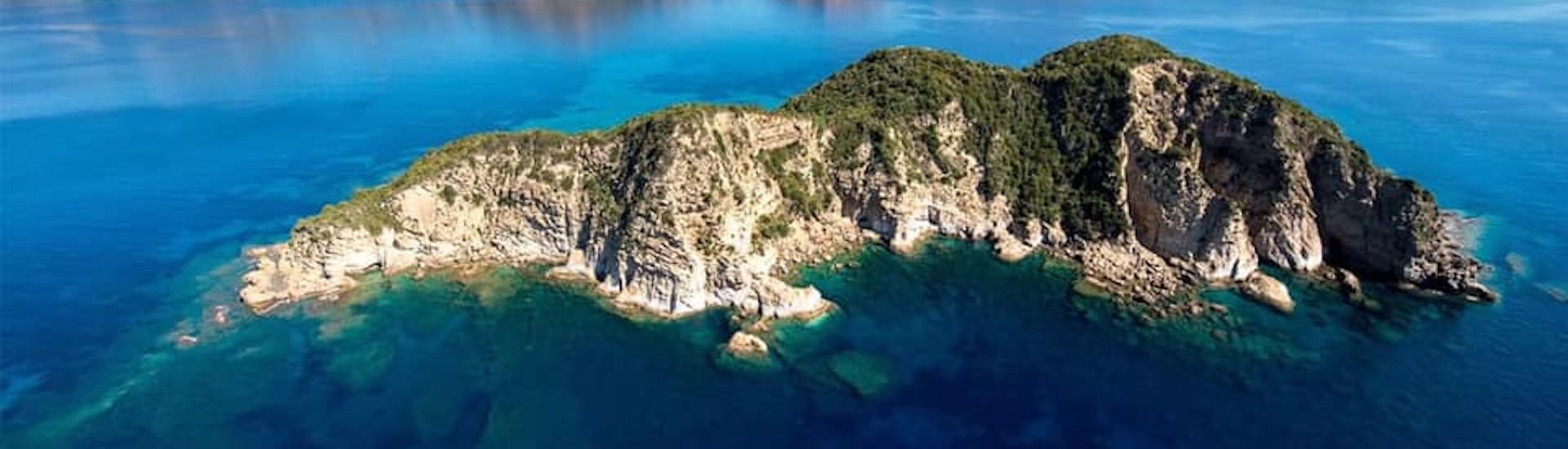 The blue water of Zakynthos during the Boat Rental from Laganas Beach (up to 6 people).