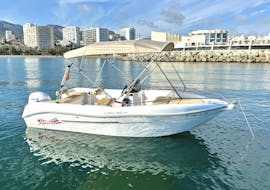 Our spacious boat waiting for you in the port of Marina in Benalmádena with Baborboat Benalmádena