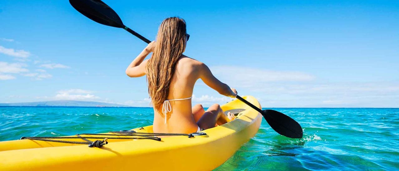 Sea Kayak Rental in Anassa Beach with Latchi Watersports and Dive Center.