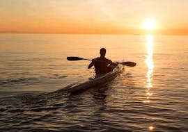 The sun sets during a Sea Kayak Rental in Anassa Beach with Latchi Watersports and Dive Center.