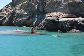 People snorkelling on Private Boat Trip to Theseus Beach with Snorkelling from H2O Water Sports Heraklion.