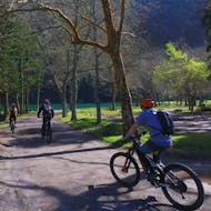A group of people doing the E-Bike Self Guided Tour in Sete Cidades - Itinerary 4 from Fun Activities Azores Adventures.