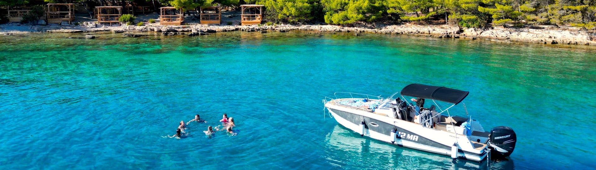 Boat Trip to North Shore of Hvar Island with snorkeling stops.