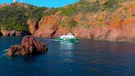 View of the Les bateaux verts boat during their Boat tour to the Esterel Coves from Saint-Tropez.