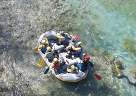 A group of rafters on the blue waters of the Voidomatis River Rafting on the Voidomatis River in Zagori from Via Natura Rafting Zagori.