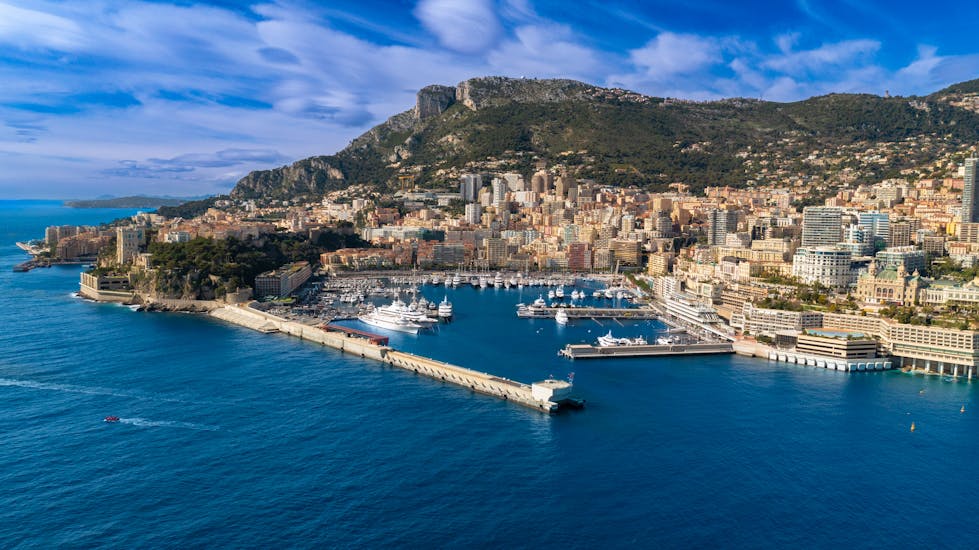 View of monaco by sea during the Monaco Boat Trip Discovery by Sea with Mediterranée Riviera Navigation.