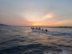 Boat with beautiful sunset view during the Sunset RIB Boat Trip from Sète or Frontignan with Wine & Snorkeling from Thau Excursions.